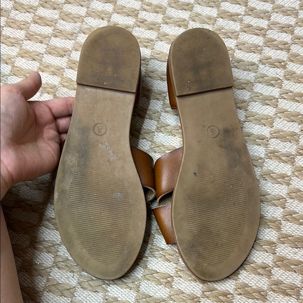 Universal Thread | Brown Leather Women's Sandals 8 - image 2
